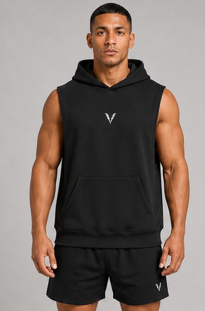 Volt Culture sleeveless hoodie, black, front